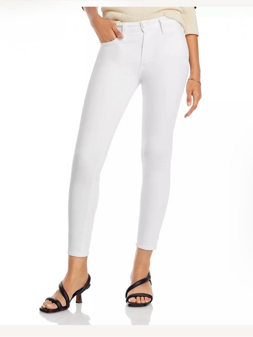 FRAME Hoxton Ankle White High-Rise Slim Jeans, size 32